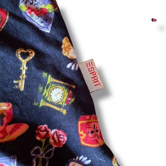 Vintage 90s Esprit Girls Dress Sz Large Navy Blue Victorian Print Skater Flare - Picture 6 of 8